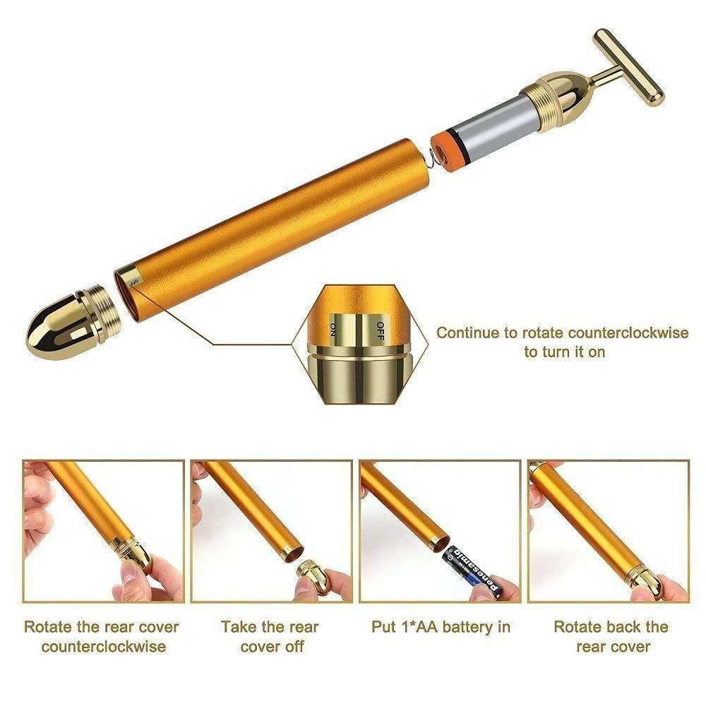 24K Gold Energy Electric Facial Massage Roller